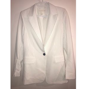 White pin striped blazer
